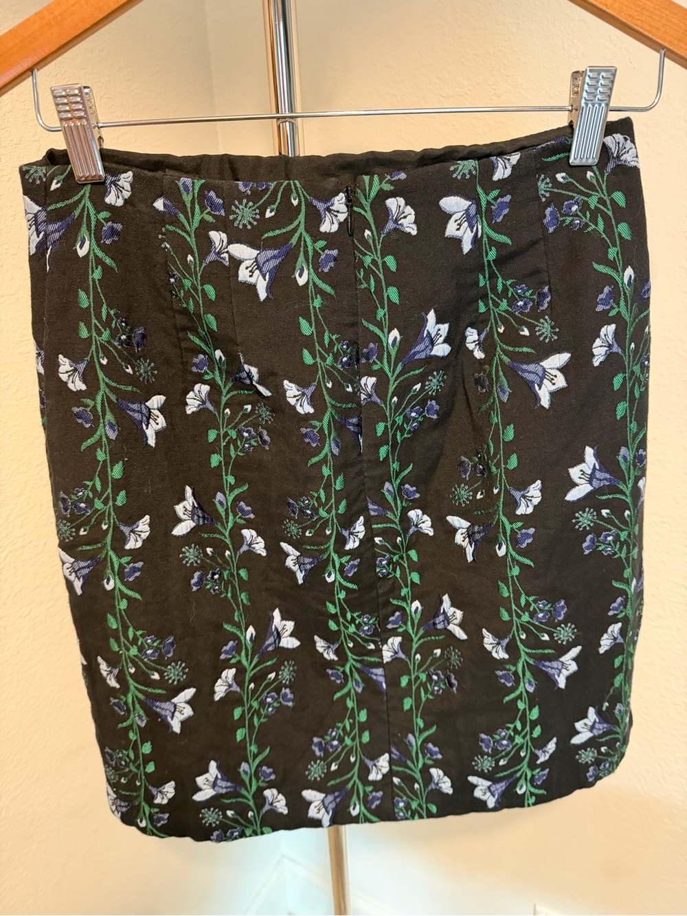 Floral Print Navy Pencil Skirt - Womens